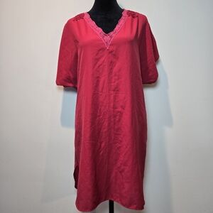 Val Mode Women's Vintage 90s Red Negligee Nightie Lingerie Nightgown Small